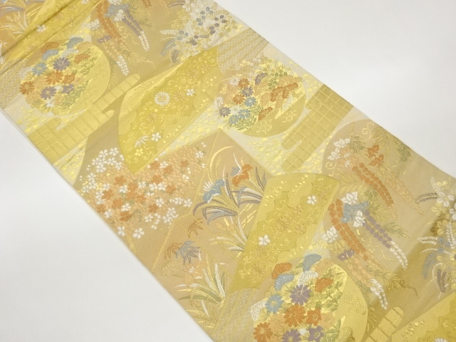 JAPANESE FUKURO OBI / WOVEN FLOWERS / BY HATTORI ORIMONO